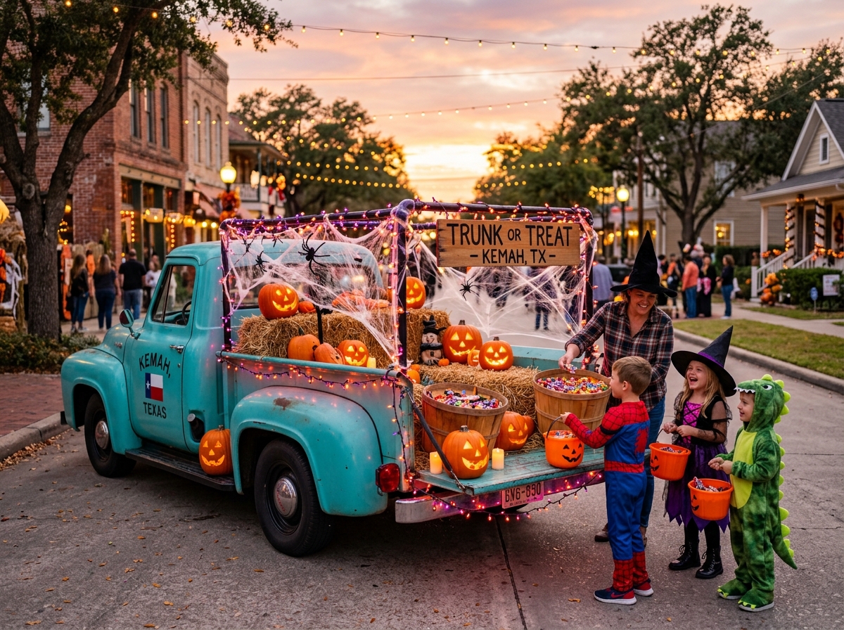 Vintage Pickup Truck Trunk-or-Treat Candy Village